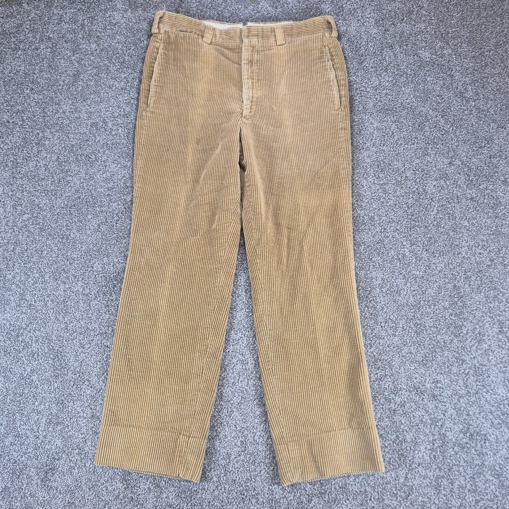 Vintage J Press Corduroy Pants Mens 31x27 Tan Wide Wale Trousers Made in USA